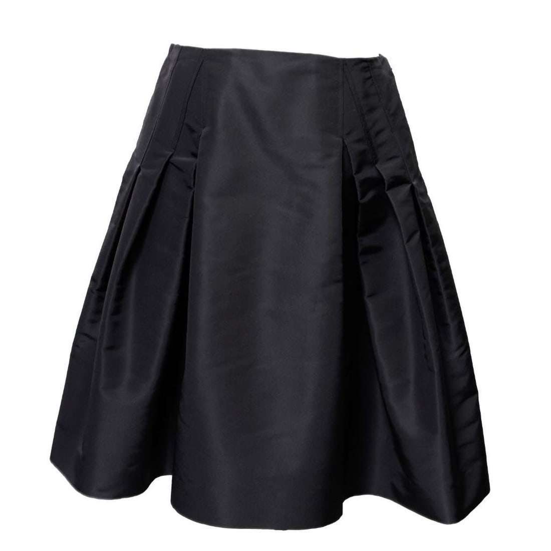 Carolina Herrera Pleated Black Skirt (Sz 10): The Carolina Herrera labeled A-line skirt with pleats; Labeled Size 10 (US), waist approx. 29", length 24". Good vintage condition.