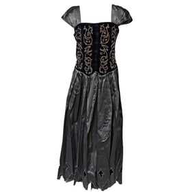 Claude Barthelemy Beaded Velvet/Silver Dress (Sz 12)