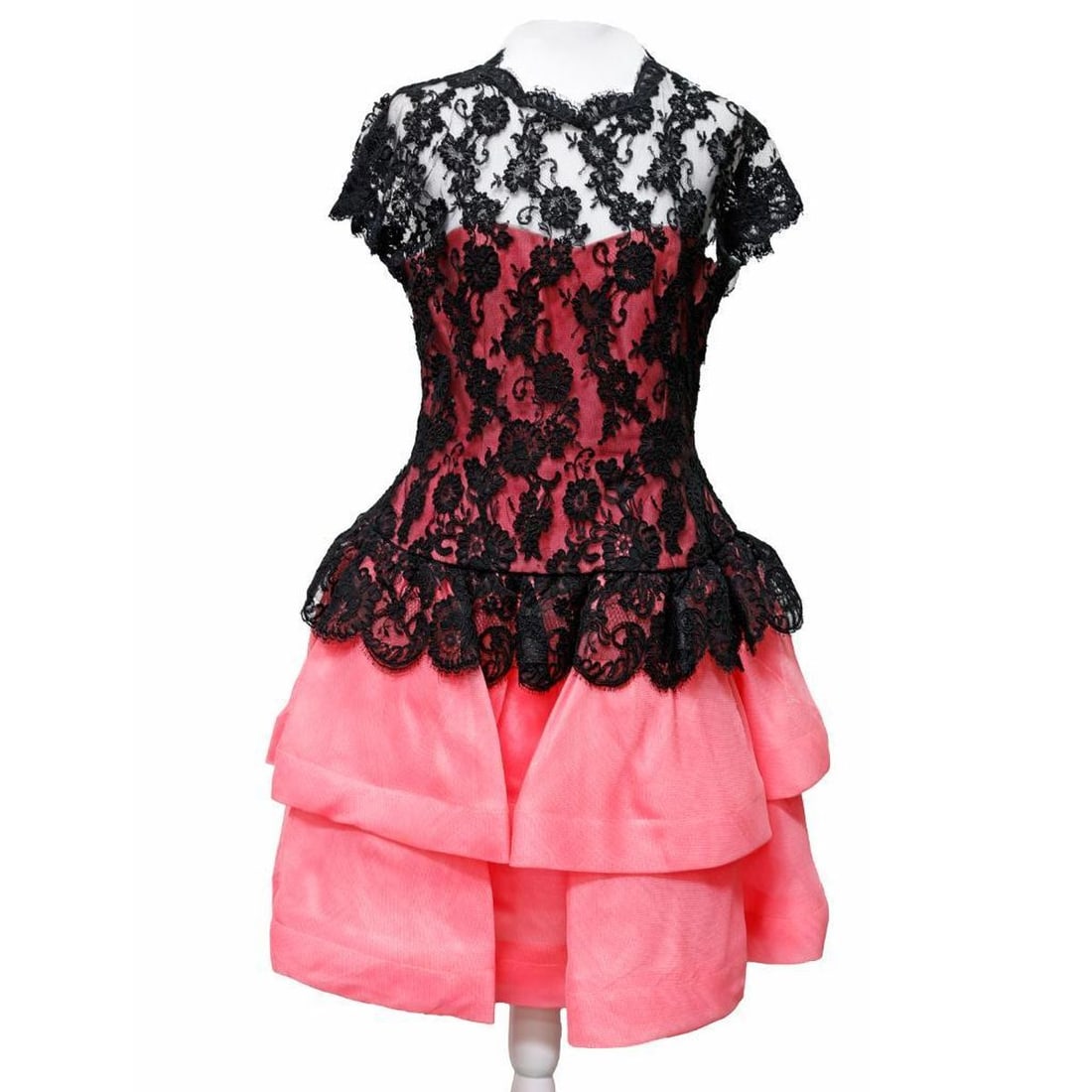 Oscar De La Renta Black Lace/Pink Party Dress (Sz 12) (1 of 3)