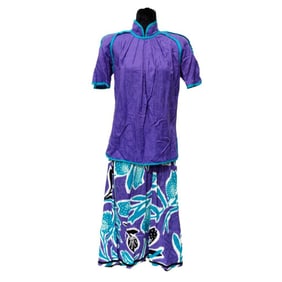 Jeanne Marc Purple/Turquoise Top and Skirt Set (Sz Small)