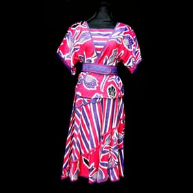 Jeanne Marc Pink/Purple Top and Skirt Set (Sz XS/S)