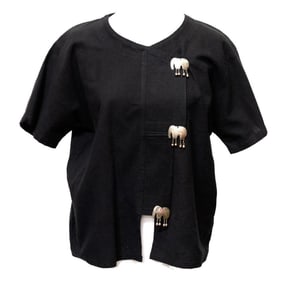 Black and Pink Blouses with Metal Elephant Details (Sz XL)