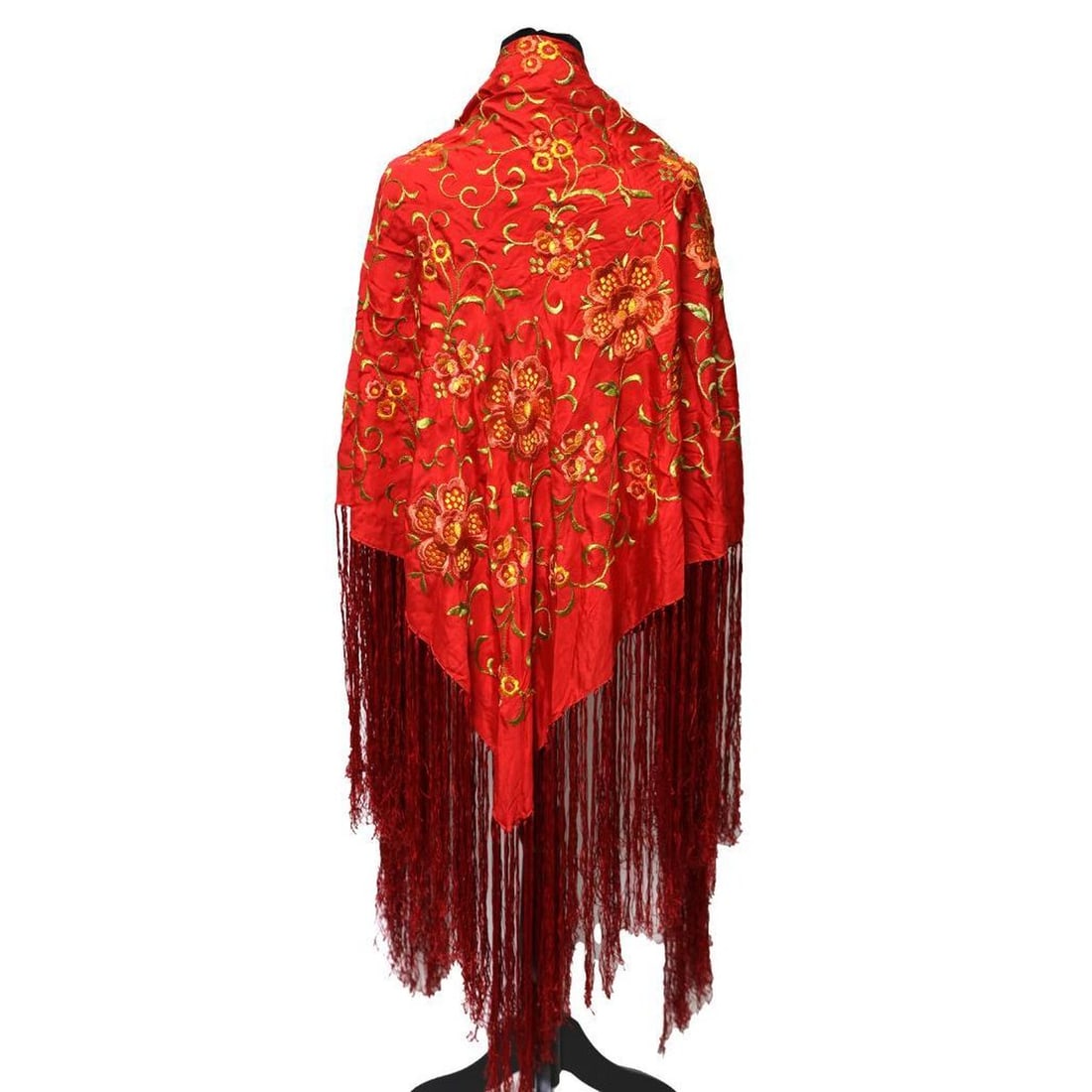 Vintage Embroidered Red Flamenco Shawl (1 of 2)