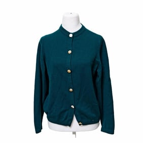 Two Ballantyne Cashmere Classic Cardigans, Green and Blue (Sz 6)