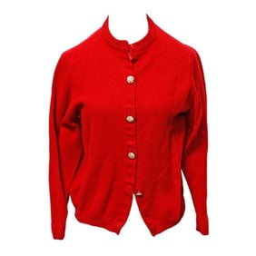 Two Ballantyne Cashmere Classic Cardigans, Red and Black (Sz 6)