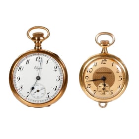 Two gold open face pocketwatches