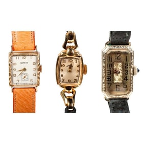 Three 14k gold wristwatches