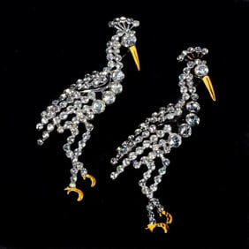 Two large rhinestone brooches, circa 1940's
