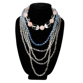 Ten rock crystal necklaces