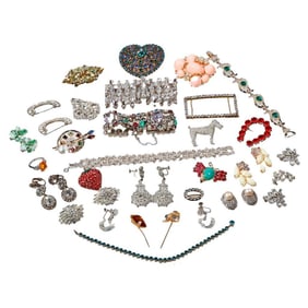 A group of rhinestone jewelry