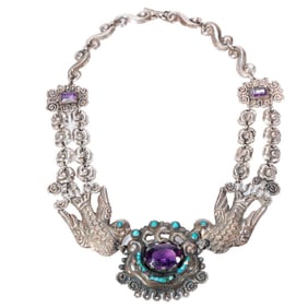 Matl and Riccardo Salas, an amethyst, turquoise and sterling silver necklace, Mexico