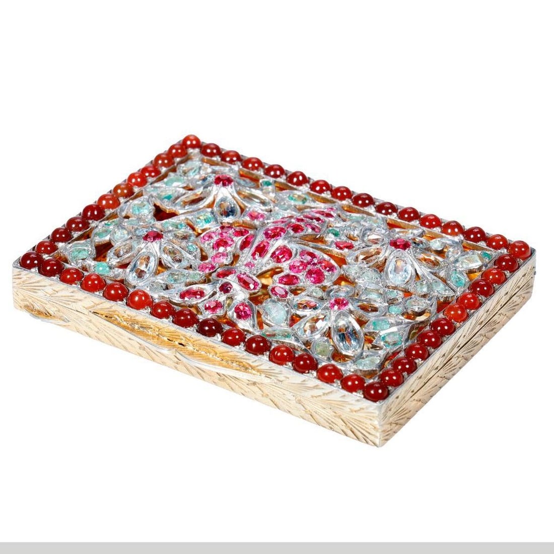 A gem-set and gilt silver box, Italy (1 of 4)