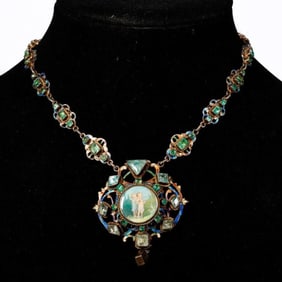 An antique Austro-Hungarian stone-set and silver necklace