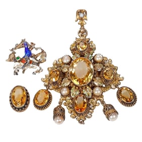 Austro-Hungarian stone-set, enamel and silver jewelry