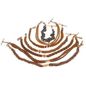 A group of Victorian hairwork jewelry