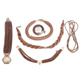 A group of Victorian hairwork jewelry