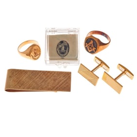 A group of gents gold jewelry & accessories