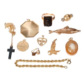 A group of gem-set and 14k gold jewelry