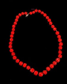 A coral bead necklace