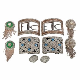 A group of antique paste, silver, metal accessories