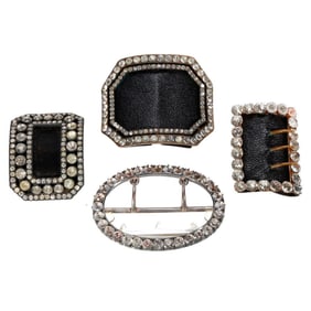 A group of antique paste, silver, metal accessories