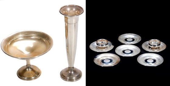 Assortment of Sterling Compote, Vase, and Table Items