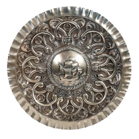 Portuguese 916 Silver Repousse Small Charger