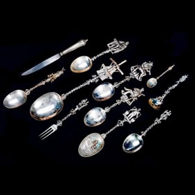 Assortment of Old European Silver Spoons/Forks (14)