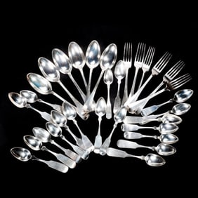 Set of Sterling Forks/Spoons (11), with Coin Silver Spoons