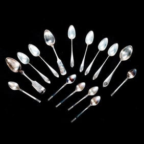 Group of Sterling Tea/Demitasse Spoons, with one coin silver