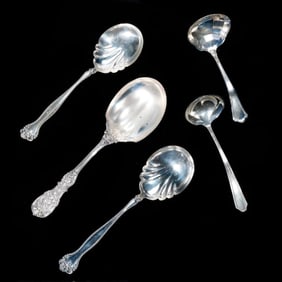 A Reed & Barton Serving Spoon, with four others