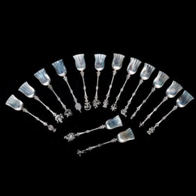 Set of Italian 800 Silver Serving Spoons (14)