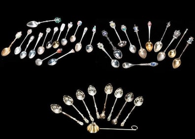 Collection of Vintage Souvenir Spoons