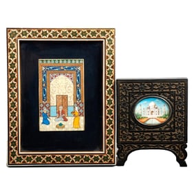 Painted Miniature of the Taj Mahal, with another