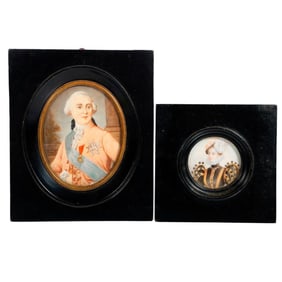 Two Painted Miniatures of Historical Figures