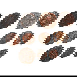 Collection of Roman/Ancient Coins (11): Eleven bronze or copper coins, ranging from approx. 4/8" to 3/4". Varied wear, some small edge losses.