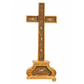 Continental Giltwood Reliquary Cross