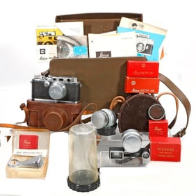 Vintage Leica Camera and Assorted Accessories