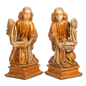 Pair of Ceramic Kneeling Angel Figures