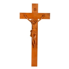 20th Century Carved Wood Crucifixion