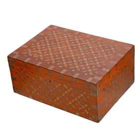 Anglo-Indian Brass-Inlaid Rosewood Writing Box