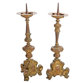 Pair of Baroque Style Altar Prickets