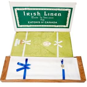 Two Vintage Boxes of Irish Linen