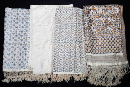 Four Vintage Silk Brocade Shawls