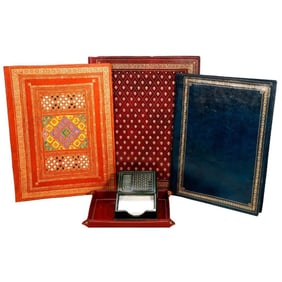 Group of Gilt-Leather Folders and Desk Items