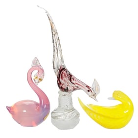 Three Murano Glass Bird Figurines