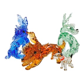Four Murano Glass Dog Figurines