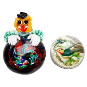 Murano Glass Clown Paperweight, with others