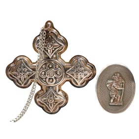 Reed & Barton Sterling Christmas Cross, with a St. Christopher Token