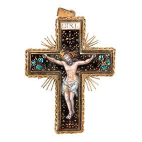A Gilt Enamel Crucifix Pendant